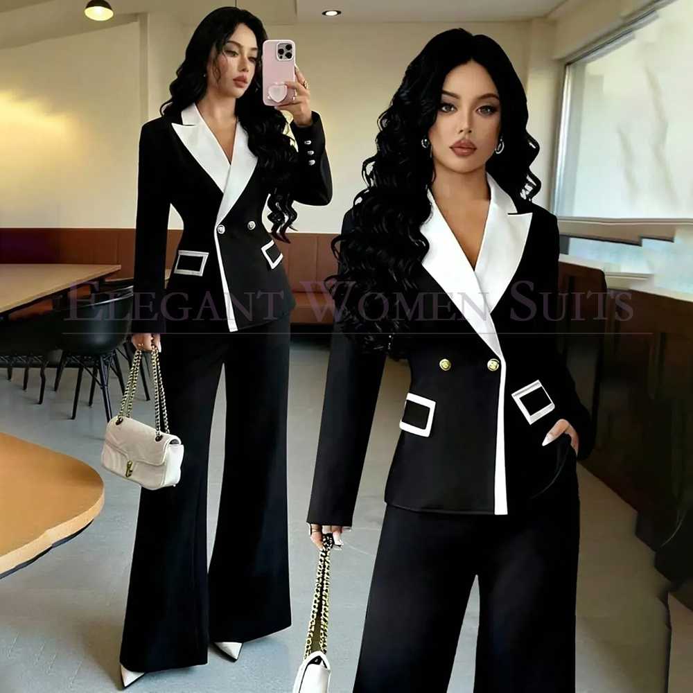 Womens Blazer - Costumes de luxe noirs pour femmes,