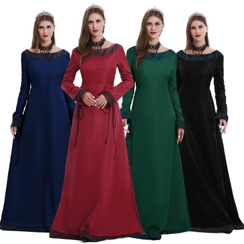 Lace Dress - Robe longue médiévale pour femmes, col