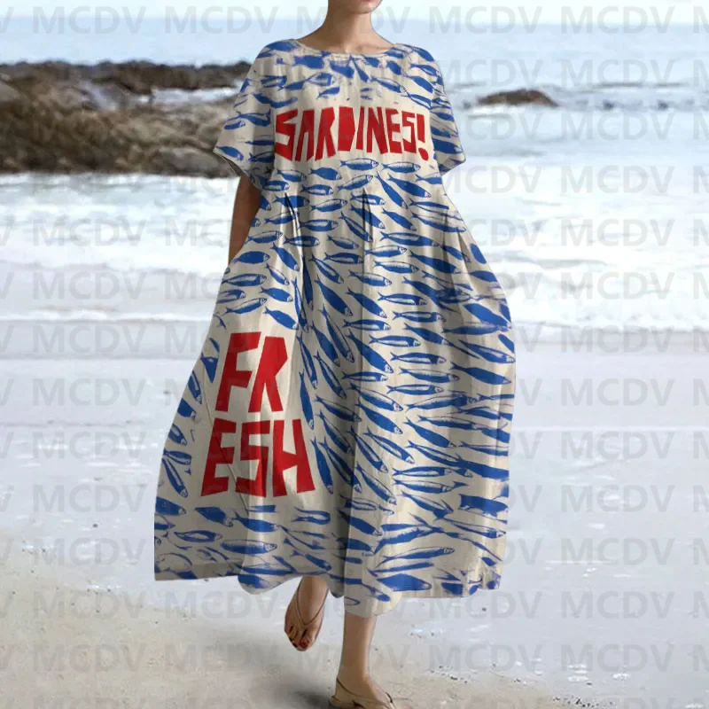 Midi Dress - Robe mi-longue décontractée à imprimé d'art
