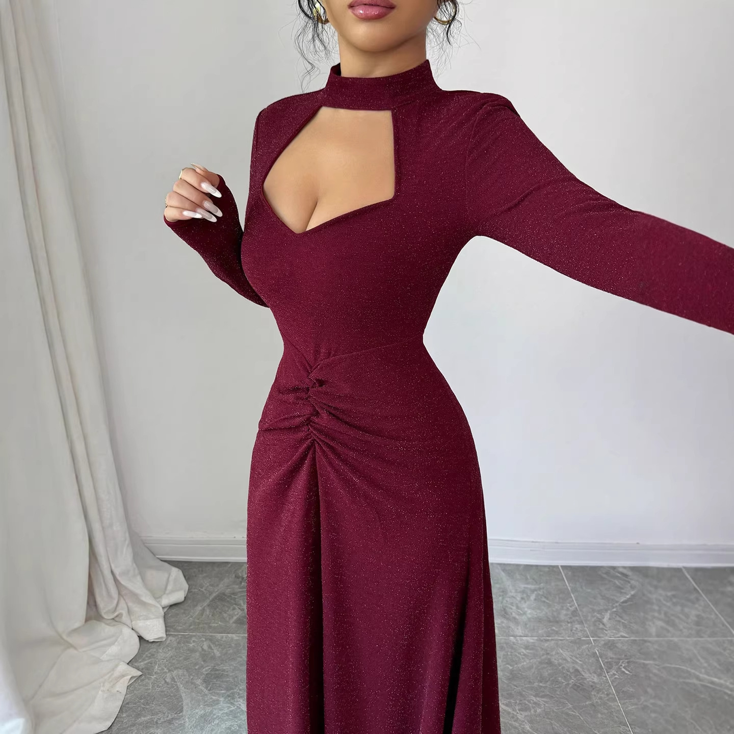 Robe midi moulante sexy plissé - Midi Dress avis et prix