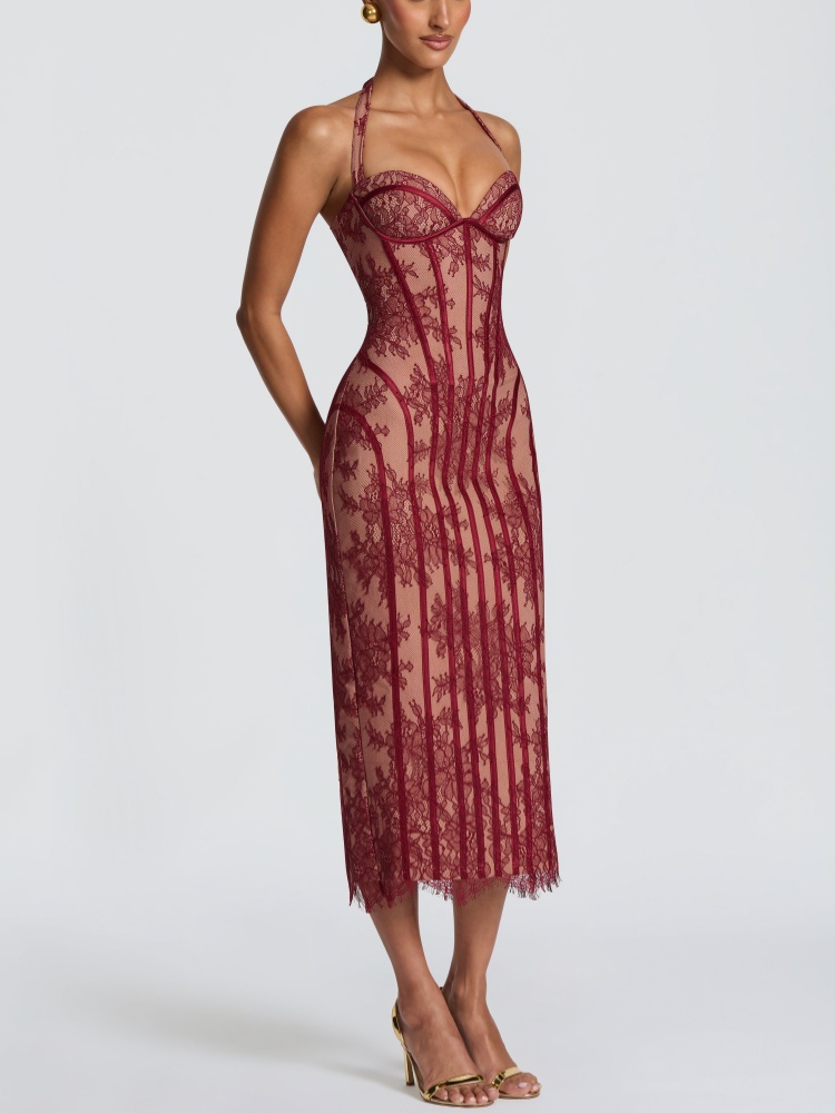 Robe Midi Halter en Dentelle B - Midi Dress avis et prix